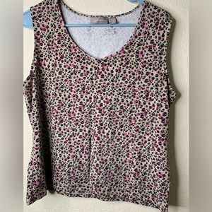 Xl croft and barrow floral and cheetah print tank top